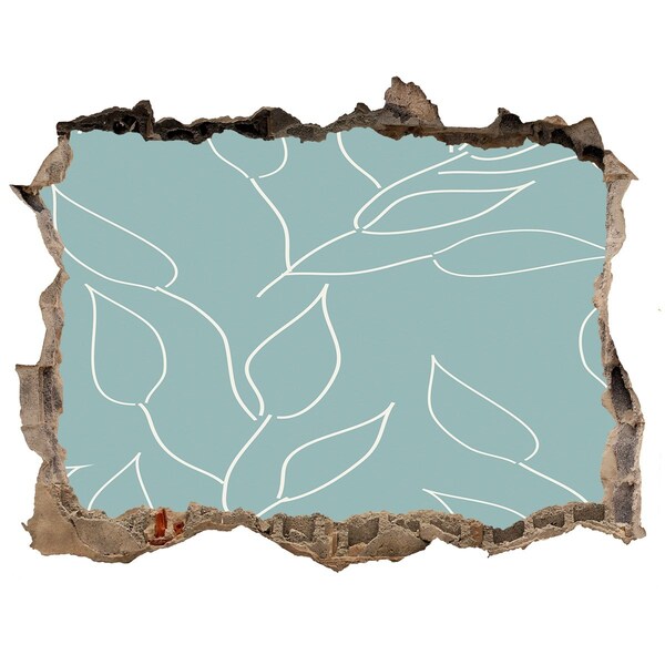 Wandsticker 3D doorkijk Groene muur met een plantenpatroon