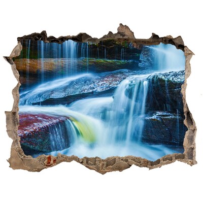 Wandsticker 3D doorkijk Waterval tussen de rotsen