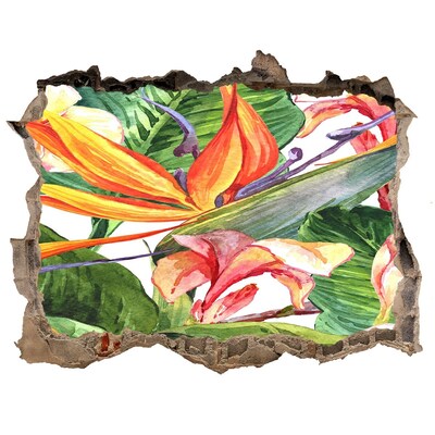 Zelfklevende muursticker 3D gat Tropisch paradijs achter de muur