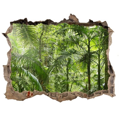 Zelfklevende muursticker 3D gat Tropische jungle achter de muur