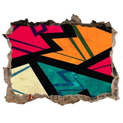 Wandsticker 3D gat met uitzicht Een kleurrijke muurschildering in een gat in de muur.