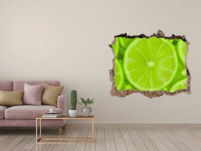 Zelfklevende muursticker 3D gat Juicy Lime in a Hole in the Wall
