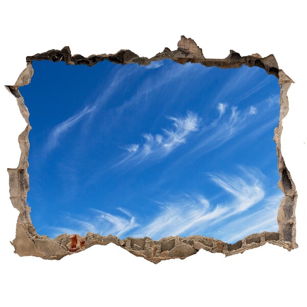 Zelfklevende 3D wandsticker illusie Hemel met wolken