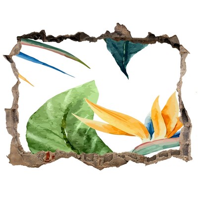 Wandsticker 3D doorkijk Tropisch paradijs achter de muur