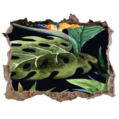 Zelfklevende 3D wandsticker illusie Tropische jungle achter de muur