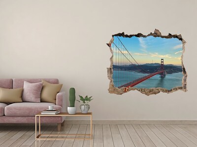 Zelfklevende muursticker 3D gat De Golden Gate Bridge in San Francisco