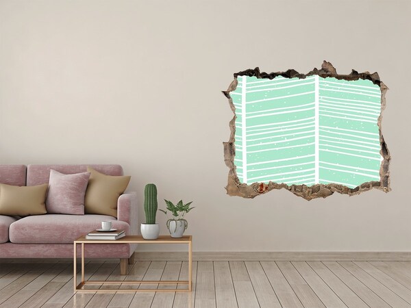 Zelfklevende muursticker 3D gat Groene muur in Scandinavische stijl