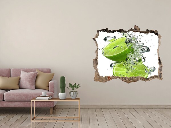 Zelfklevende muursticker 3D gat Verfrissende citroencocktail