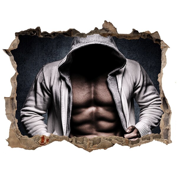 Zelfklevende muursticker 3D gat Intensieve workout in urban stijl
