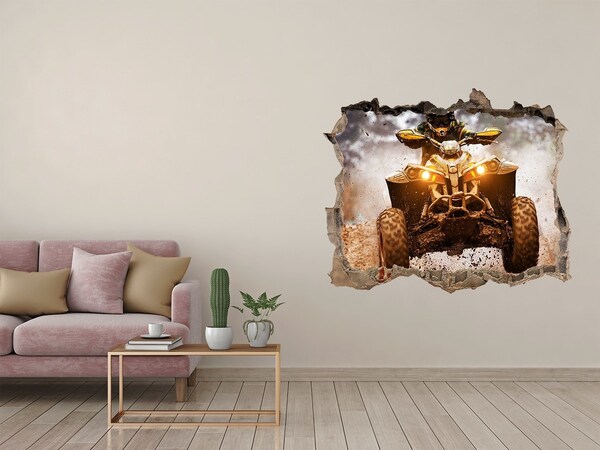 Zelfklevende 3D wandsticker illusie Rallyquad in actie
