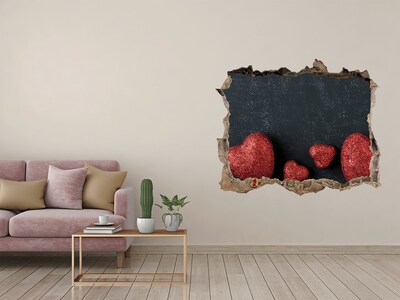 Wandsticker 3D gat met uitzicht Een hart in puin
