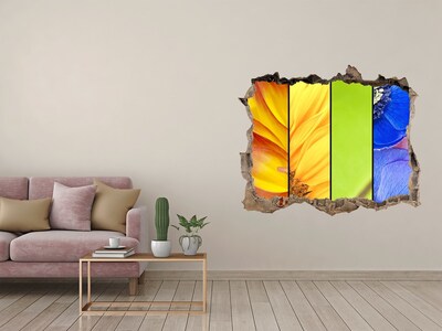 Wandsticker 3D doorkijk De bloemenwereld achter de muur