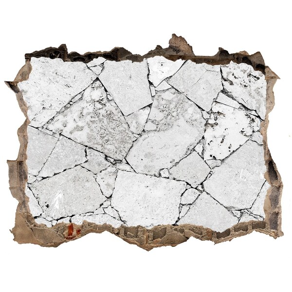 Wandsticker 3D gat met uitzicht Een beschadigde muur met scheuren.