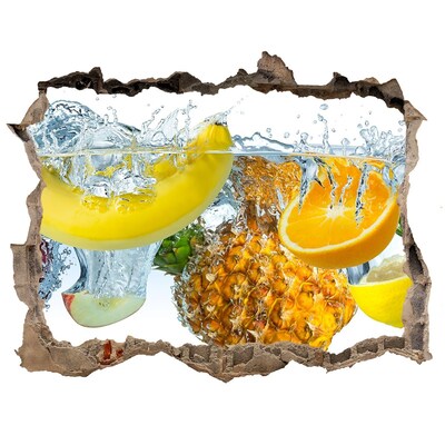 Wandsticker 3D gat met uitzicht Fruitwaterval van beton