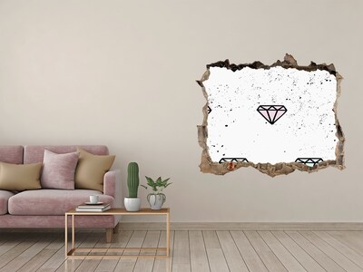 Wandsticker 3D gat met uitzicht Diamanten muur