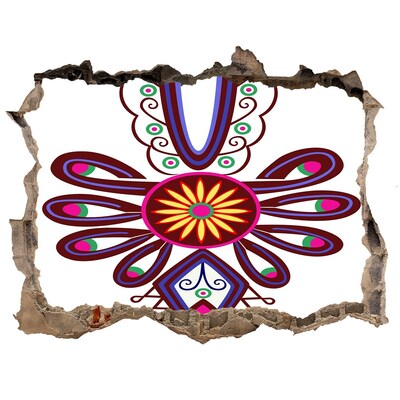 Zelfklevende muursticker 3D gat Kleurrijk etnisch patroon