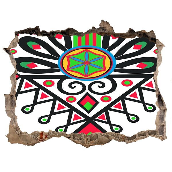 Wandsticker 3D doorkijk Kleurrijk volkspatroon