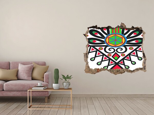 Wandsticker 3D doorkijk Kleurrijk volkspatroon