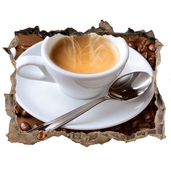 Wandsticker 3D gat met uitzicht Koffie in industriële stijl