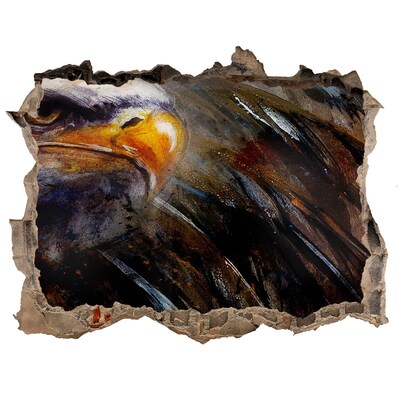 Wandsticker 3D doorkijk Adelaar in een verwoeste muur