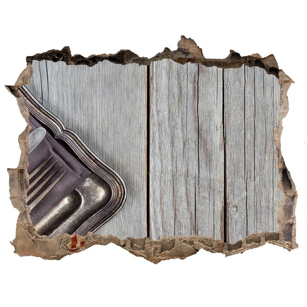 Wandsticker 3D gat met uitzicht Een charmante eetkamer in rustieke stijl.