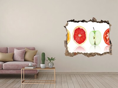 Wandsticker 3D doorkijk Fruitillusie in beton