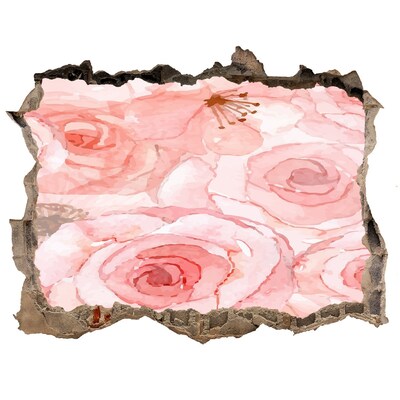 Wandsticker 3D gat met uitzicht Een bloemenmuurschildering in een gat in de muur.