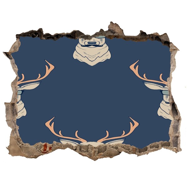 Wandsticker 3D doorkijk Hert met zonnebril