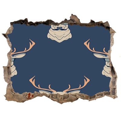 Wandsticker 3D doorkijk Hert met zonnebril