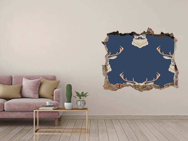 Wandsticker 3D doorkijk Hert met zonnebril