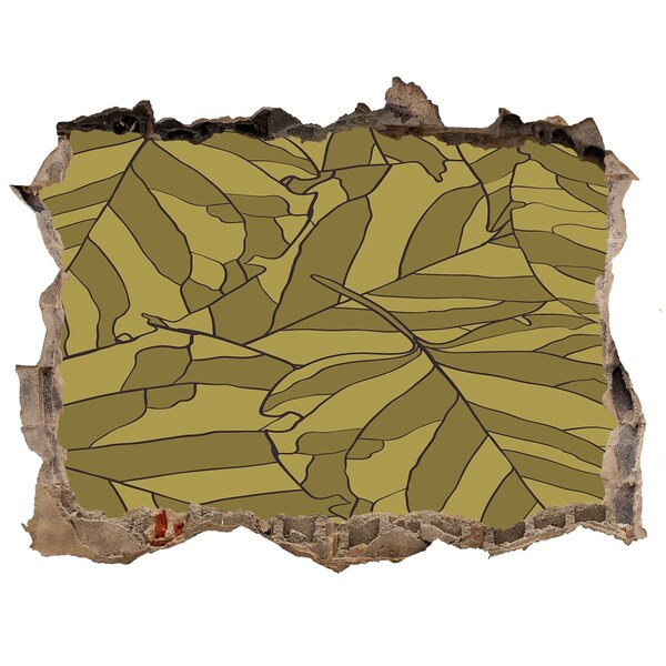 Zelfklevende muursticker 3D gat Bladeren in beton