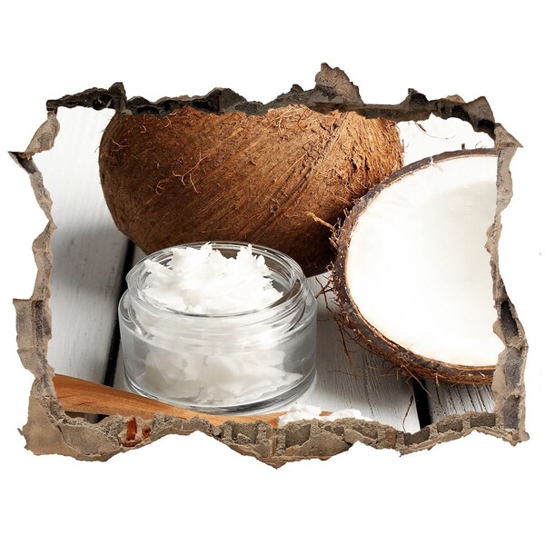 Wandsticker 3D gat met uitzicht Kokosnootverrukking