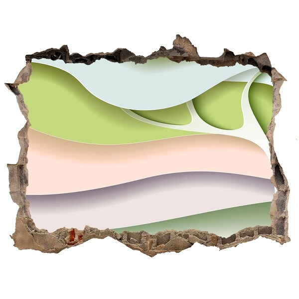 Zelfklevende 3D wandsticker illusie Een gebroken muur met uitzicht op het landschap.