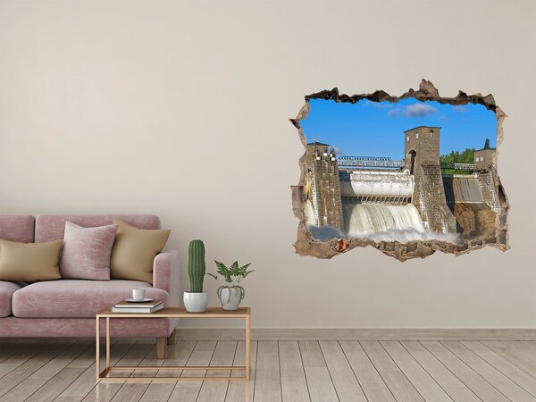 Zelfklevende 3D wandsticker illusie Waterval achter de ingestorte muur