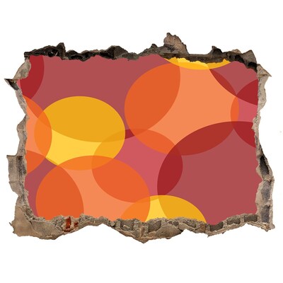 Wandsticker 3D doorkijk Kleurrijke cirkels op een betonnen achtergrond