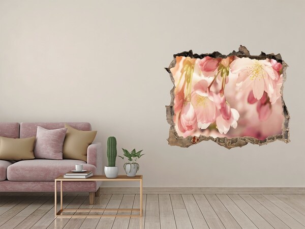 Zelfklevende 3D wandsticker illusie Een bloemendroom in beton.