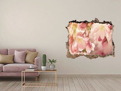 Zelfklevende 3D wandsticker illusie Een bloemendroom in beton.