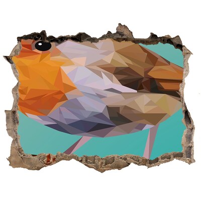 Zelfklevende muursticker 3D gat Vogel in een gat in de muur