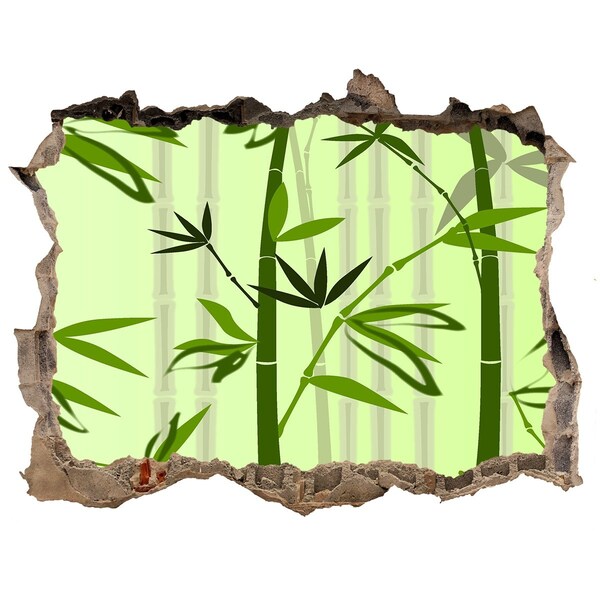 Zelfklevende muursticker 3D gat Groen bamboebos