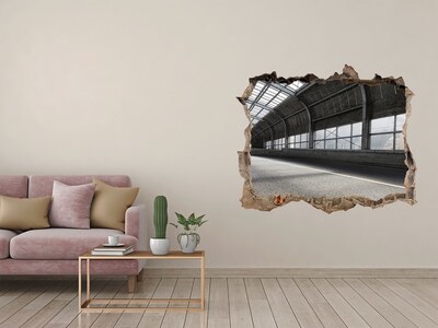 Zelfklevende 3D wandsticker illusie Stedelijke charme achter het gat