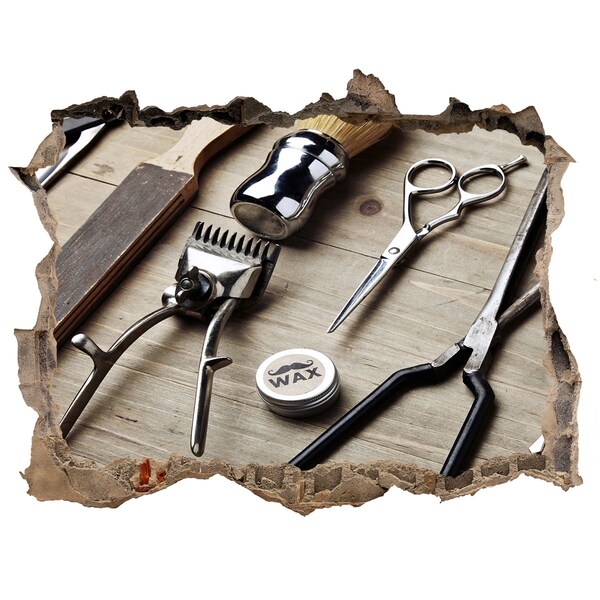 Wandsticker 3D doorkijk Kappersworkshop