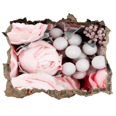 Zelfklevende 3D wandsticker illusie Een bloemenparadijs achter de muur.