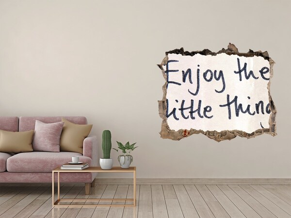 Zelfklevende muursticker 3D gat Een beschadigde muur met een inscriptie.