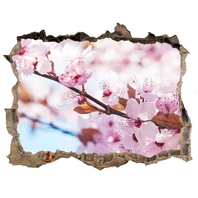 Wandsticker 3D doorkijk Een bloemenparadijs achter de muur