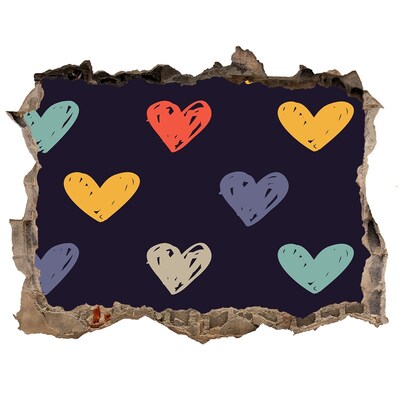 Wandsticker 3D doorkijk Hart aan de muur