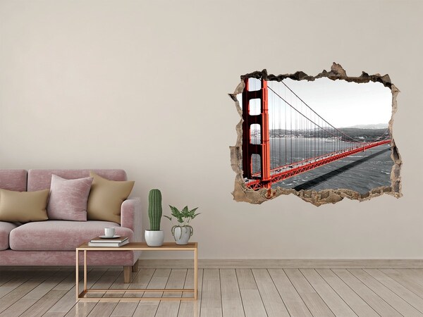 Wandsticker 3D doorkijk De Golden Gate Bridge in San Francisco