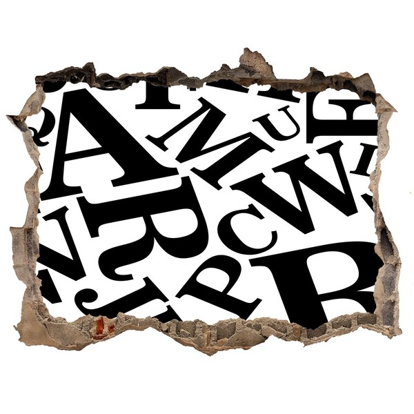 Zelfklevende 3D wandsticker illusie Gebroken letters op de muur
