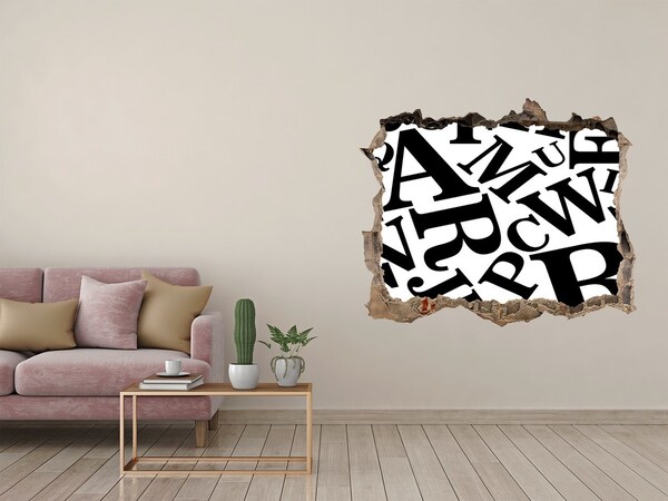 Zelfklevende 3D wandsticker illusie Gebroken letters op de muur