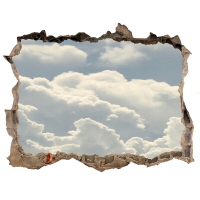 Zelfklevende 3D wandsticker illusie Hemel met wolken