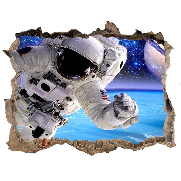 Wandsticker 3D doorkijk Astronaut in de ruimte